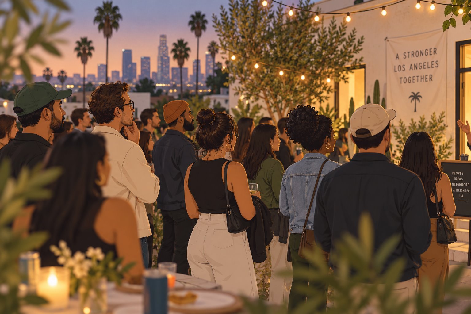 A crowd at a club night turned toward the host